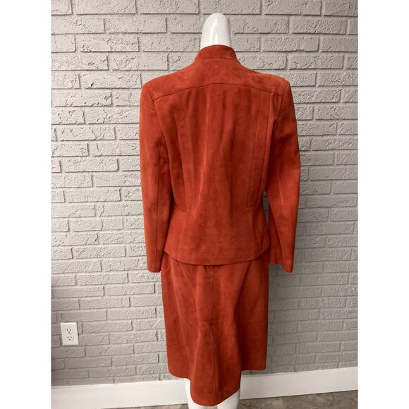 VTG Ode Lamb Suede One Button 2 Piece Skirt Long Sleeve jacket Suit Size S - Picture 2 of 14